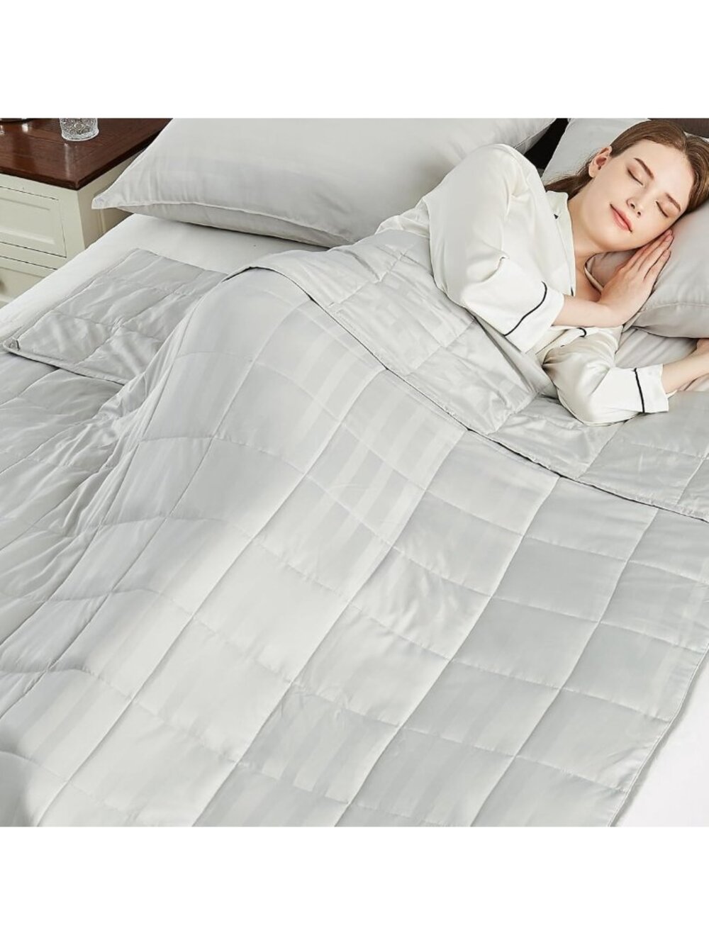 Cooling Weighted Blanket 25 lbs - 80x87, Soft Cotton-Polyester Blend, Machine